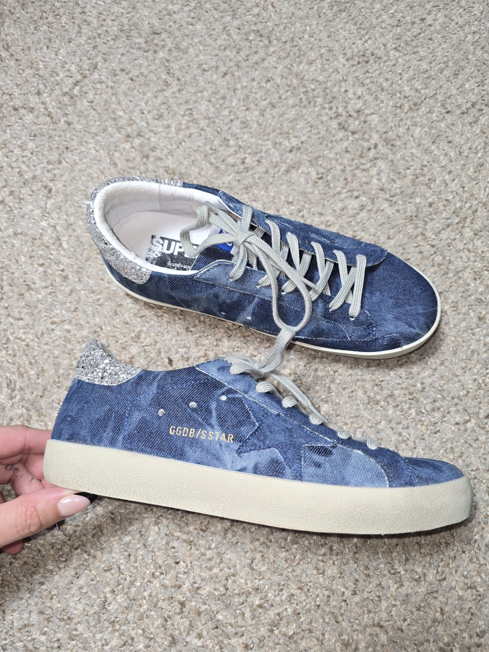 Golden Goose GGDB Superstar Denim Low-Top Sneakers - Blue Size 8